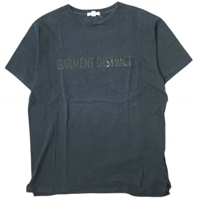 Engineered Garments エンジニアードガーメンツ Printed Cross Crew Neck T-shirt GARMENT DISTRICT クロスオーバーポケットTシャツ L NAVY_画像1
