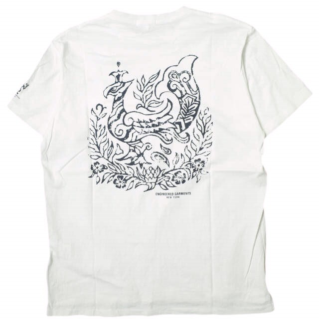 Engineered Garments エンジニアードガーメンツ Printed Cross Crew Neck T-shirt - Phoenix クロスオーバーポケットTシャツ M WHITE_画像2