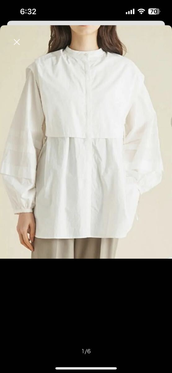  Mira o-wen stand-up collar sleeve tuck mantle attaching blouse 