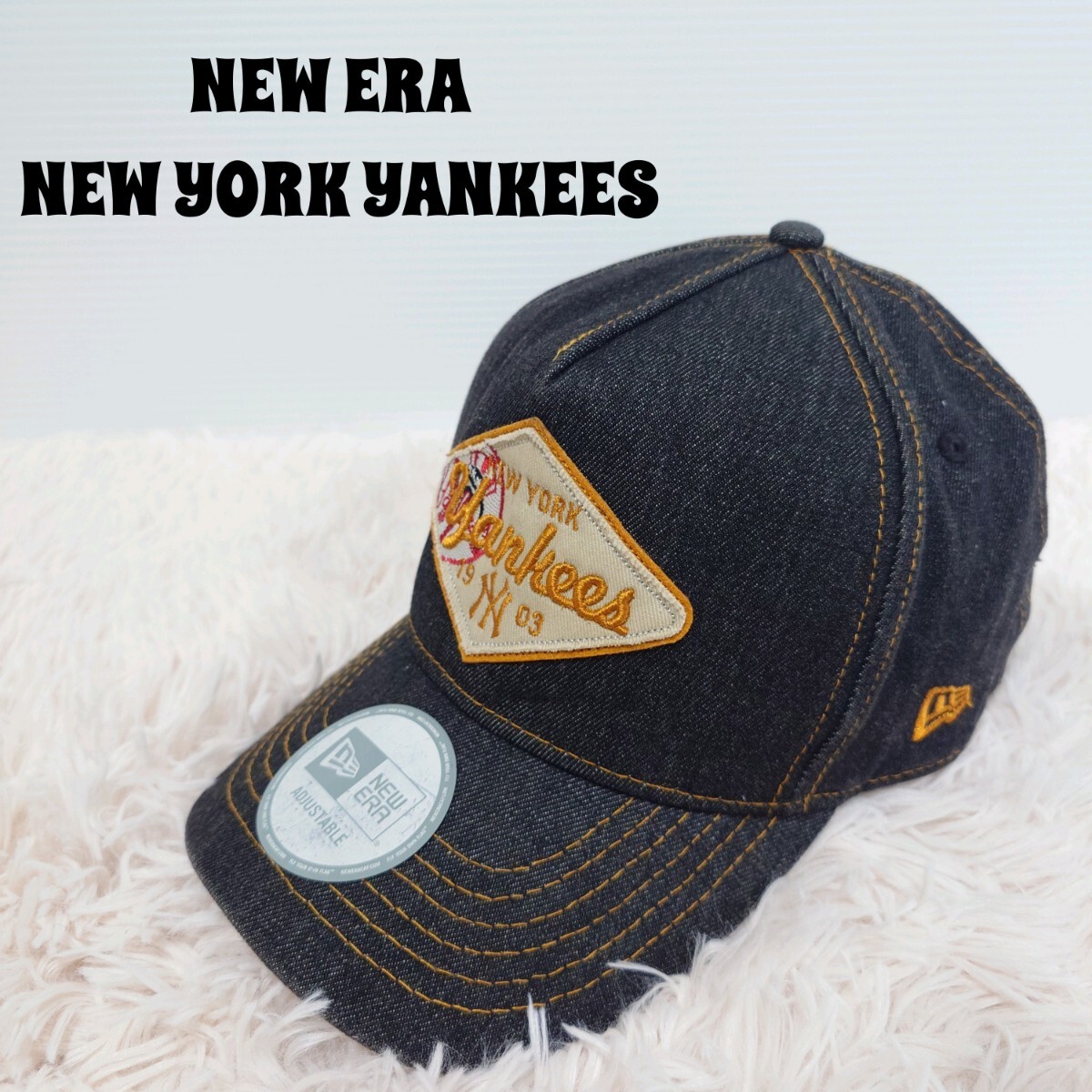 NEW ERA ニューエラ ヤンキース デニム キャップ 帽子 メンズ ブラック 黒_画像1