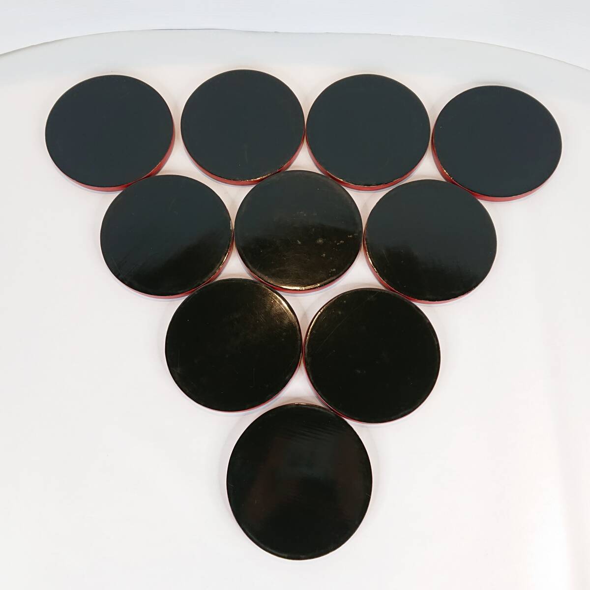 A07-0509 wheel island paint wooden lacquer ware . paint circle tray small tray 10 point together 