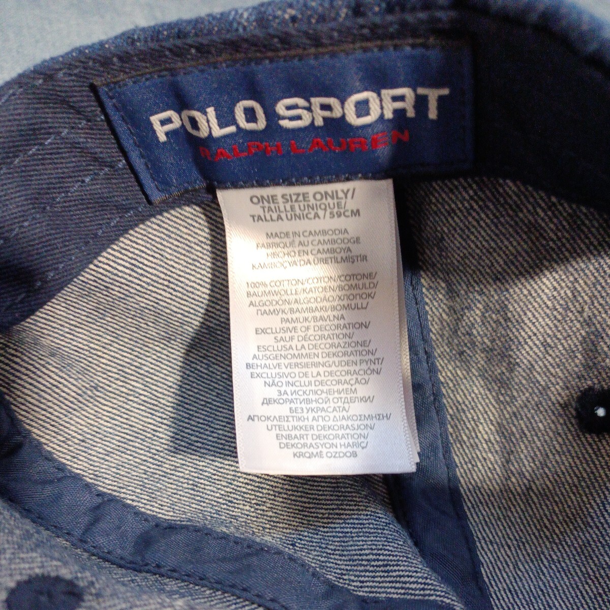 希少！超美品 POLO SPORT ポロスポーツ ラルフローレン デニム ６パネルキャップ used_画像5