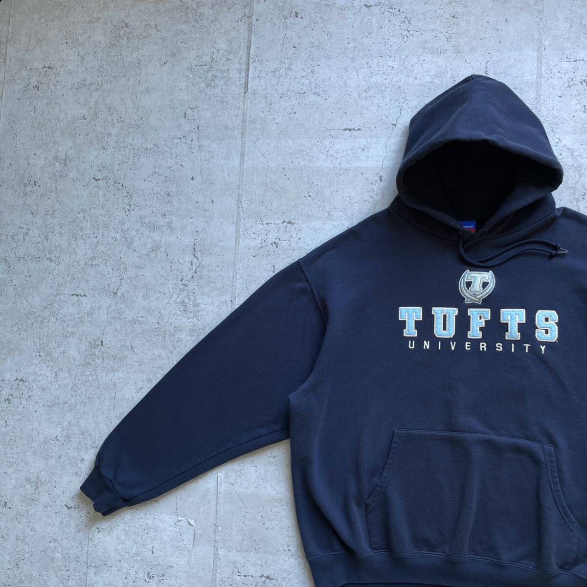 champion チャンピオン カレッジロゴ TUFTS プルオーバー パーカー ネイビー XL_画像1