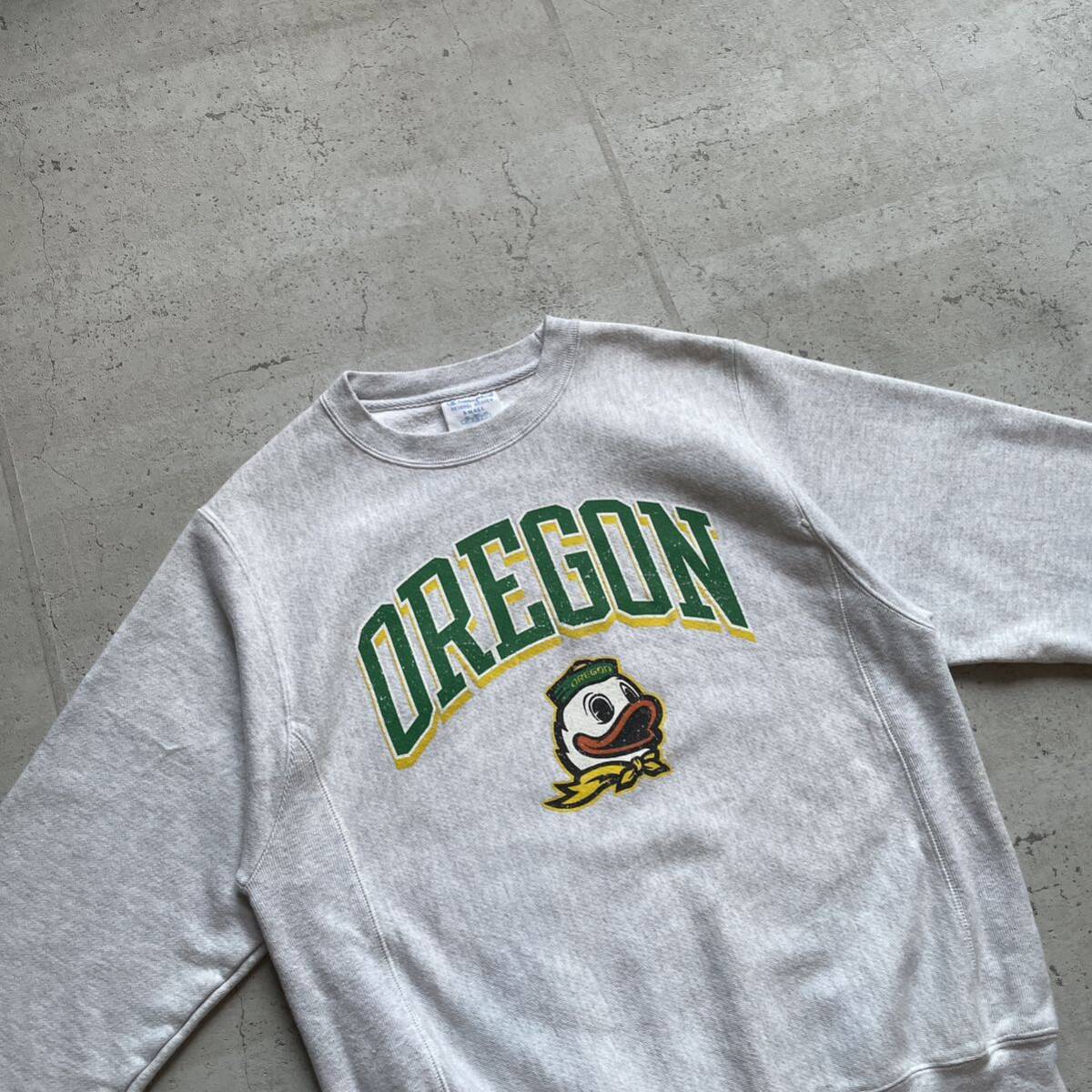 champion チャンピオン リバースウィーブ カレッジロゴ OREGON クルーネック スウェット トレーナー グレー S_画像1