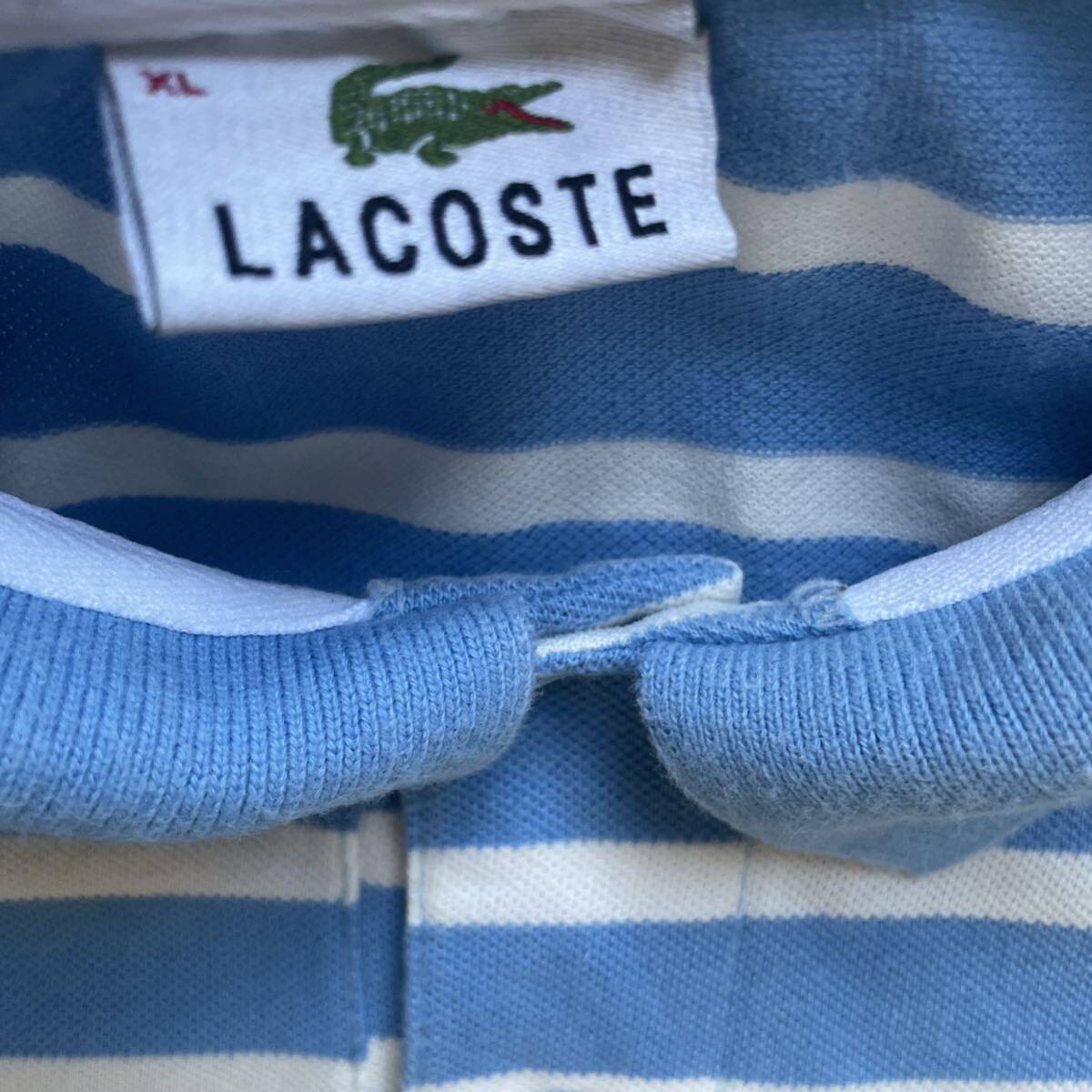 LACOSTE ラコステ ボーダー ポロシャツ ブルー×ホワイト XL_画像4