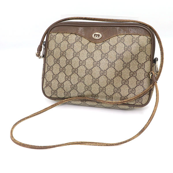 [ Junk ] Gucci GUCCI Brown leather PVC Old Gucci shoulder bag 119 02 068 [xx][ used ]4000001800202646