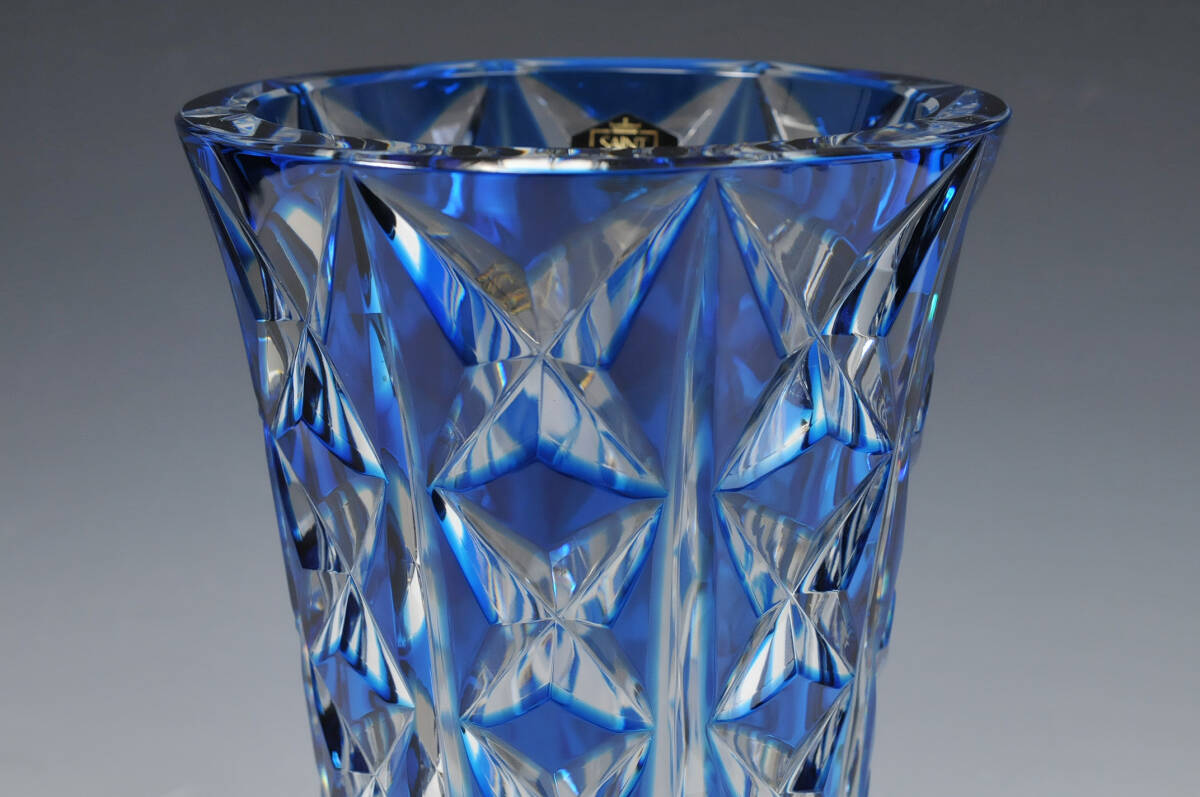  солнечный * Louis фирма crystal цветок основа голубой высота :30cm специальный коробка * SAINT*LOUIS 0305041-1