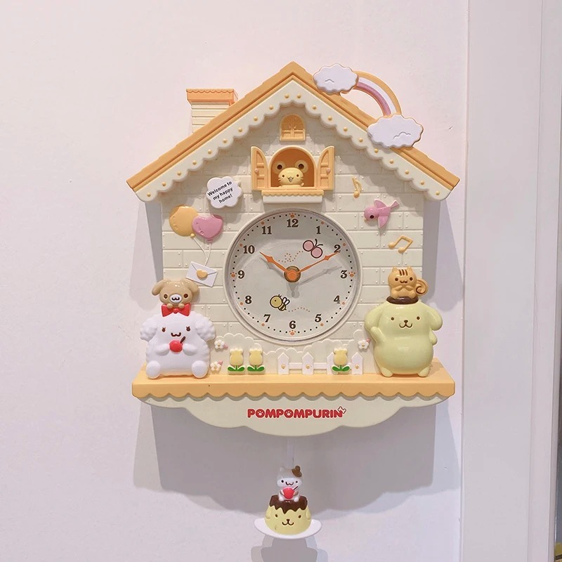 かわいい 壁掛け時計 サンリオ ポムポムプリン 部屋の装飾 子供部屋 プレゼント_画像1