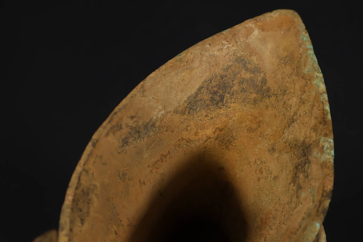 【和】(9424)　中国古玩　古代青銅器　漢　青銅爵　耳杯　銅器　戦国銅器_画像6
