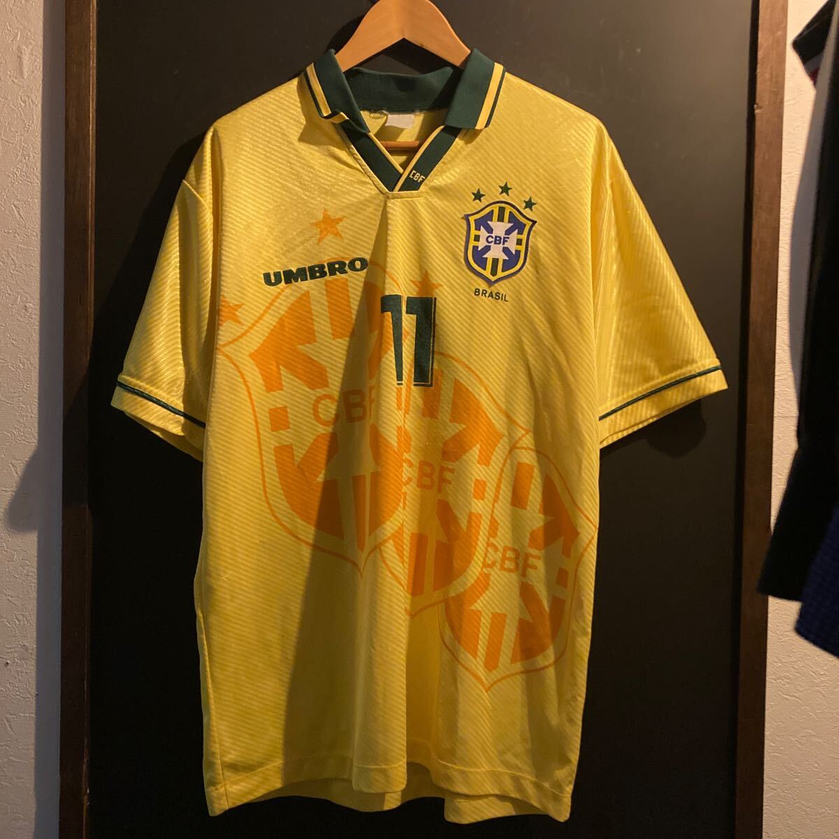 ビンテージ ヴィンテージ 94 ワールドカップ ブラジル代表 アンブロ UMBRO サッカー ユニフォーム ゲームシャツ ロマーリオ 90s _画像1