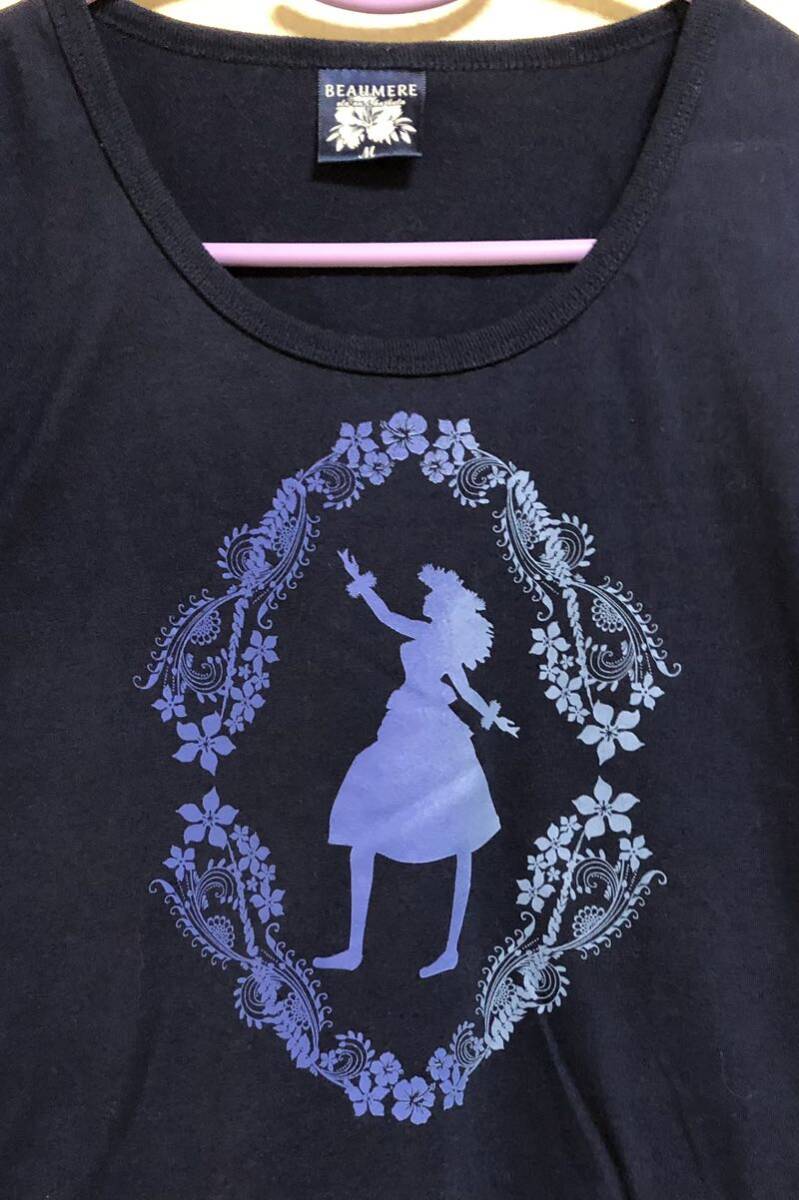 ★フラダンス・Tシャツ・レッスン用に・フラガール・ネイビー・Mサイズ・USED美品_画像2