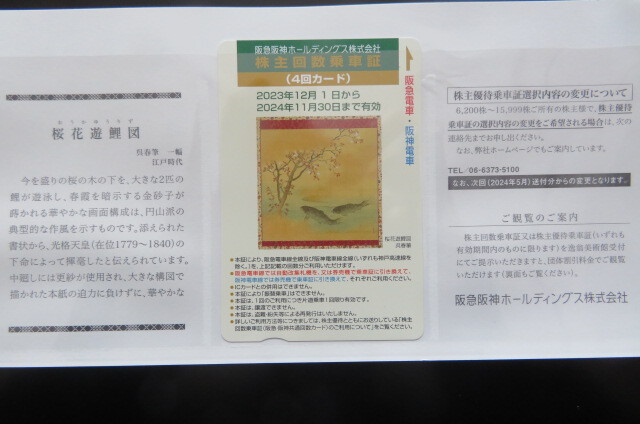 ◆阪急阪神株主優待　回数乗車証４回カード◆１１．３０まで有効_画像1