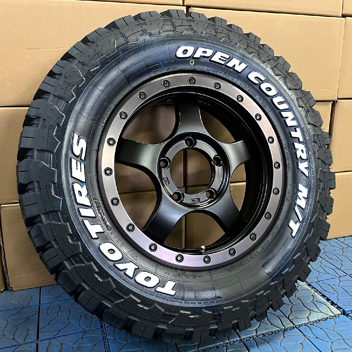 リフトアップ必須 ジムニー JB64 JB23 タイヤホイール トーヨー オープンカントリー MT 225/75R16 ホワイトレター BDX05 4本セット 1台分_画像5