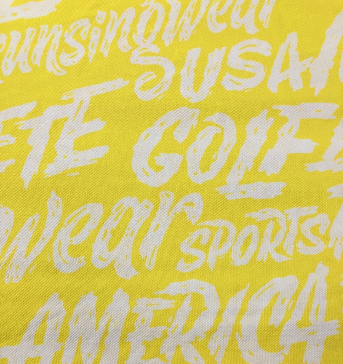 large size * Munsingwear Munsingwear wear * Logo label total pattern Golf polo-shirt yellow × white LL