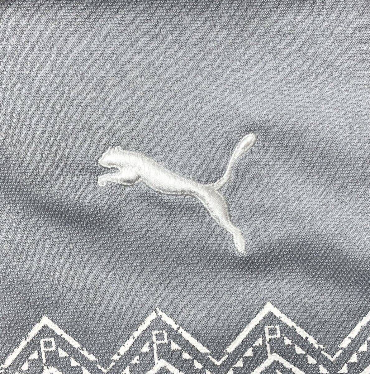  large size * PUMA GOLF Puma Golf * Logo embroidery neitib pattern short sleeves Golf polo-shirt light gray XL