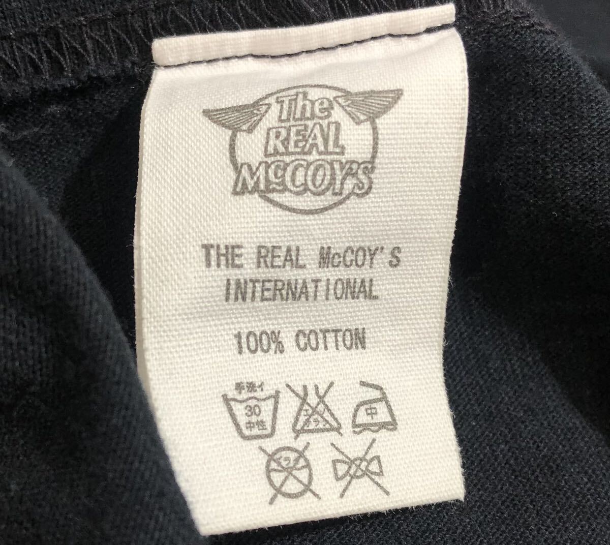 ■ Buco McCOY THE REAL McCOY'S ブコマッコイ ザ リアルマッコイズ ■ ビッグ ロゴ プリント 半袖 Tシャツ ブラック M_画像7