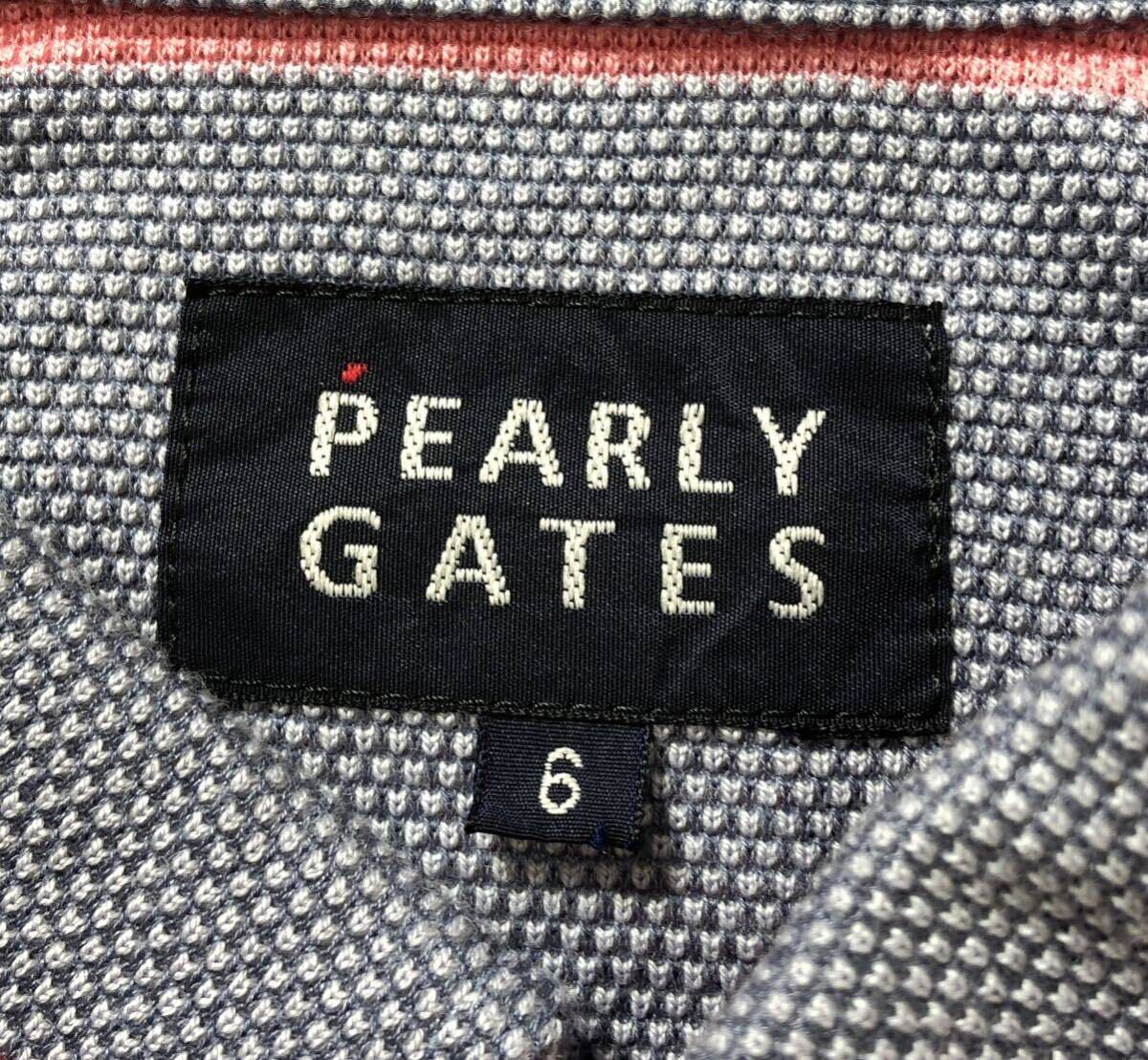 大きいサイズ ● PEARLY GATES パーリーゲイツ ● ロゴ エンブレム 刺繍 ストライプ柄 ゴルフ ポロシャツ ブルー×ピンク 6_画像6