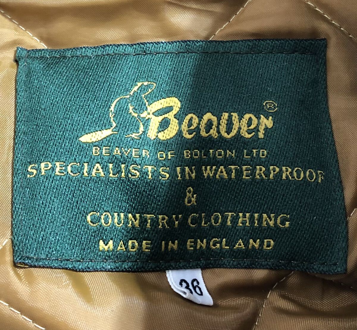 イギリス製 ■ Beaver ビーバー ■ ヨーク部 牛革 レザー 切替 中綿入 キルティング ジャケット ブラウン系 36_画像4