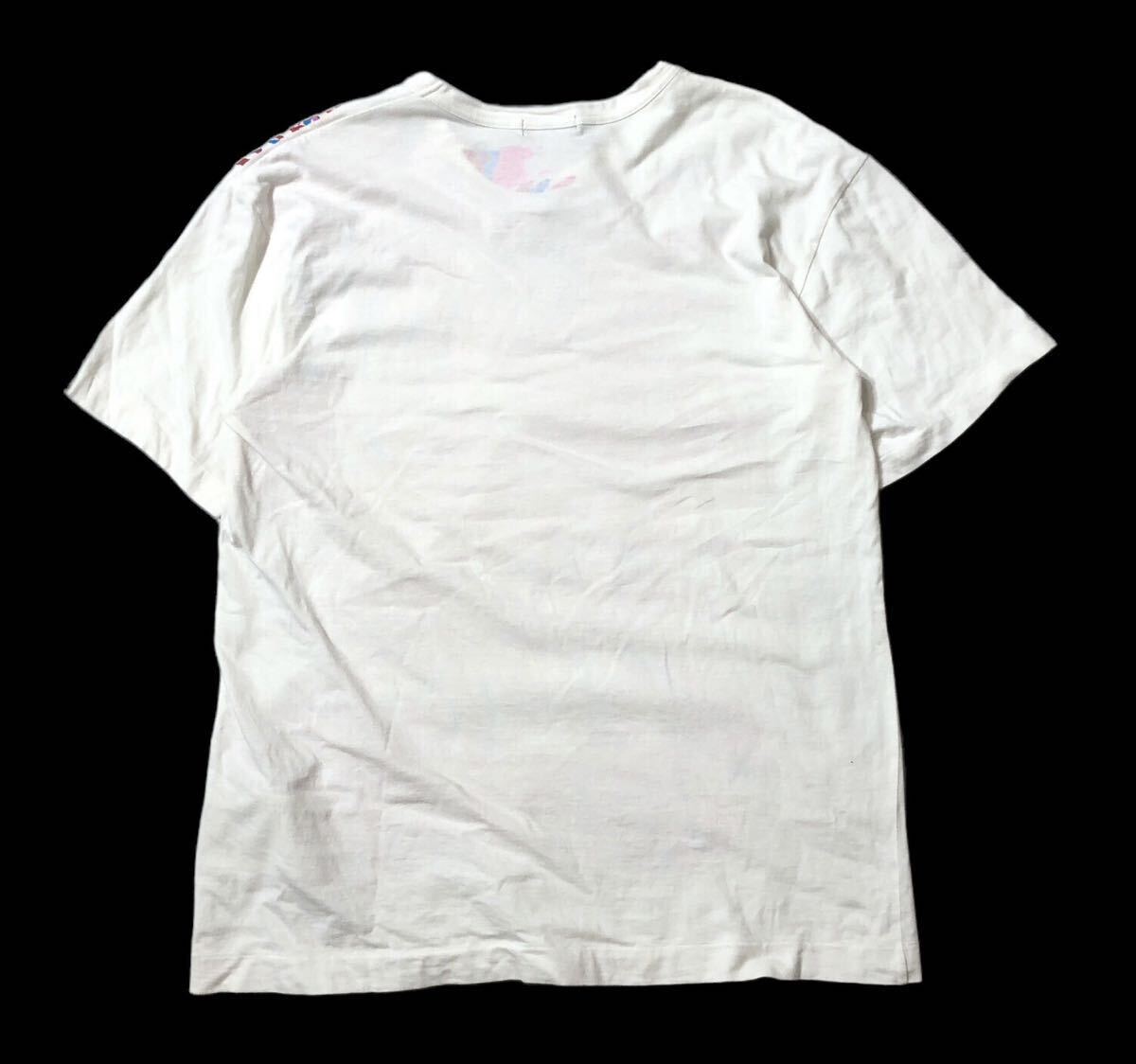 ● Comme des Garons Homme Plus コムデギャルソン オム プリュス ● ロゴ プリント ペイント デザイン 半袖 Tシャツ ホワイト Mの画像3