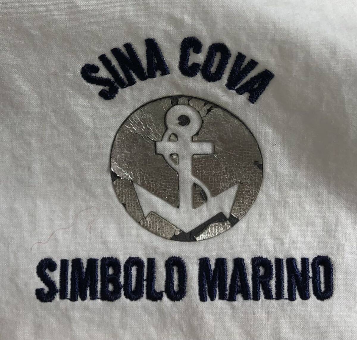  large size # SINA COVAsinakoba# back big water . Logo embroidery badge short sleeves button shirt eggshell white 2L