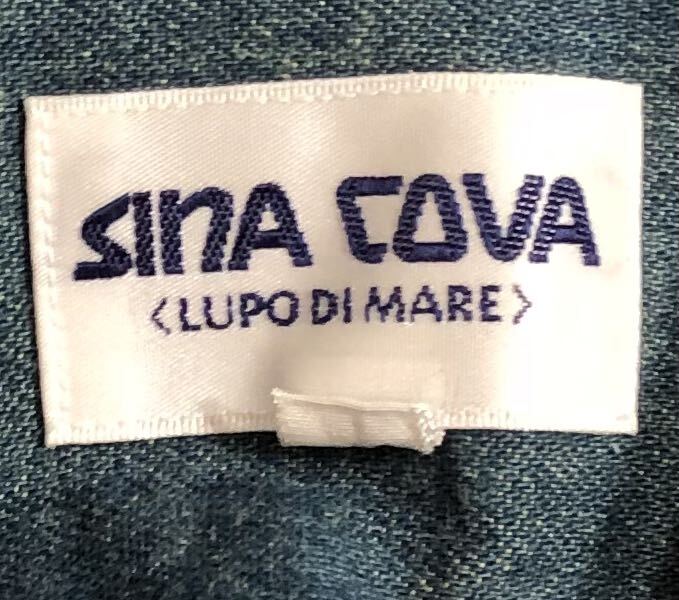 ■ SINA COVA シナコバ ■ ビッグ 水兵 刺繍 ワッペン デニム地 長袖 コットン ボタンダウン シャツ インディゴブルー M_画像4