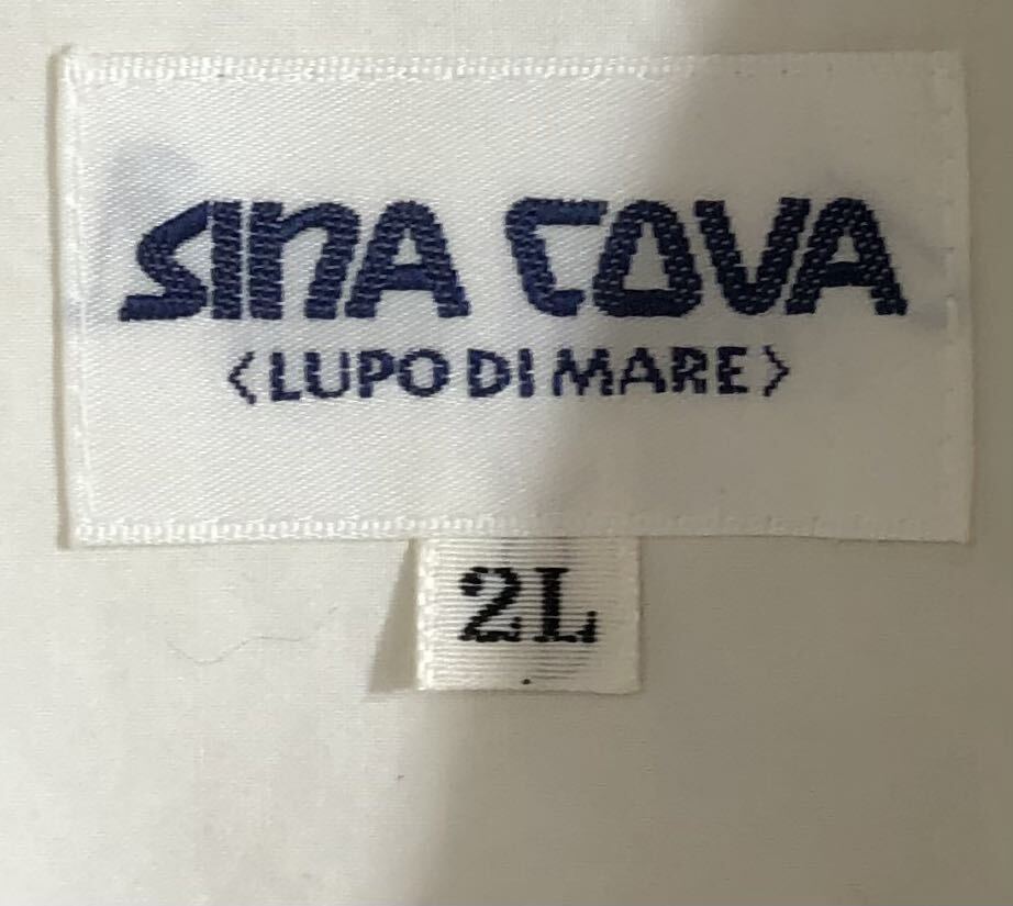  large size # SINA COVAsinakoba# back big water . Logo embroidery badge short sleeves button shirt eggshell white 2L