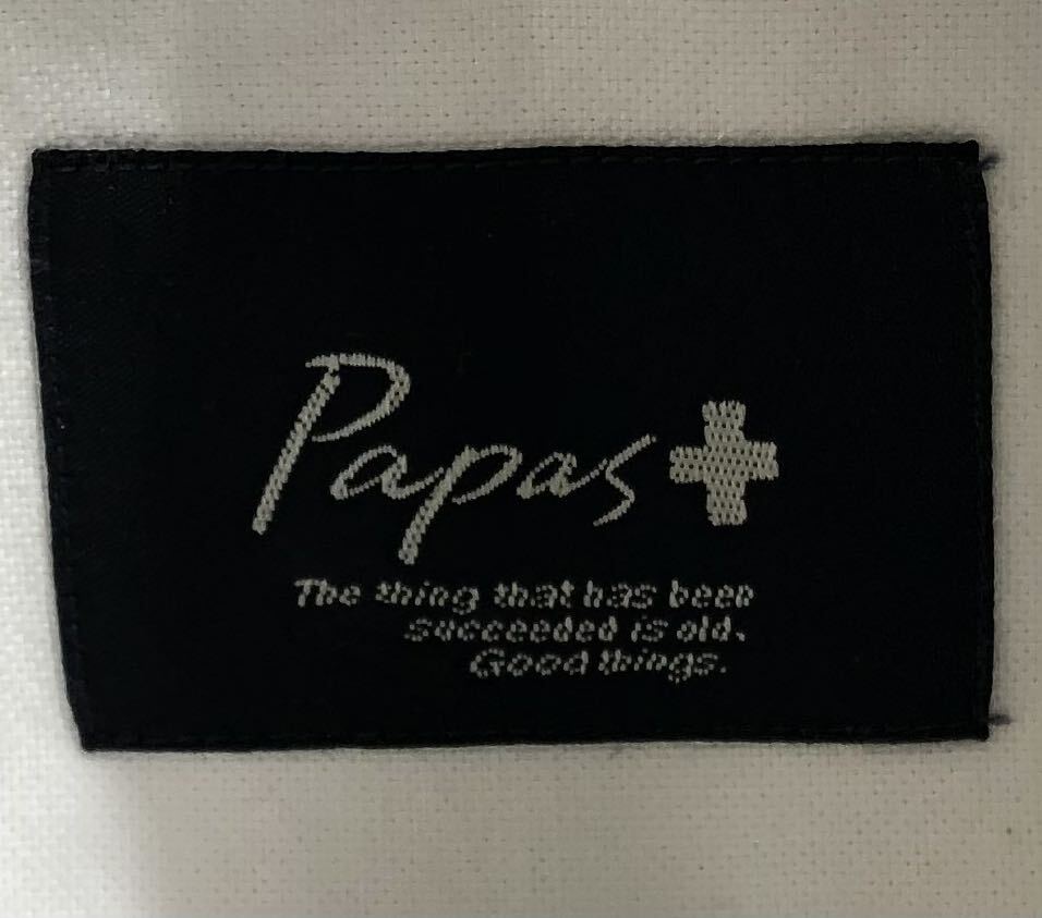 ■ Papas パパス ■ ロゴ アニマル 総柄 刺繍 半袖 ボタンダウン シャツ ホワイト S_画像4