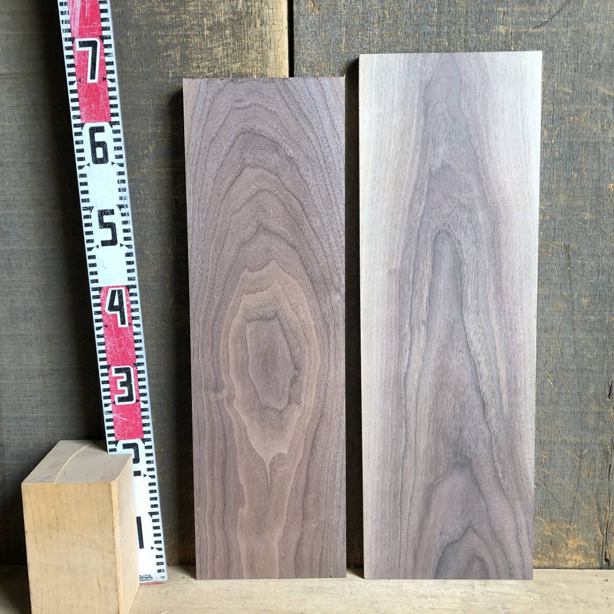 送料無料！【U204B】ウォルナット 652～680×198～223×17㎜ 2枚セット 乾燥材 木工 DIY 材木 天然木 無垢材《銘木すずめや》_画像8