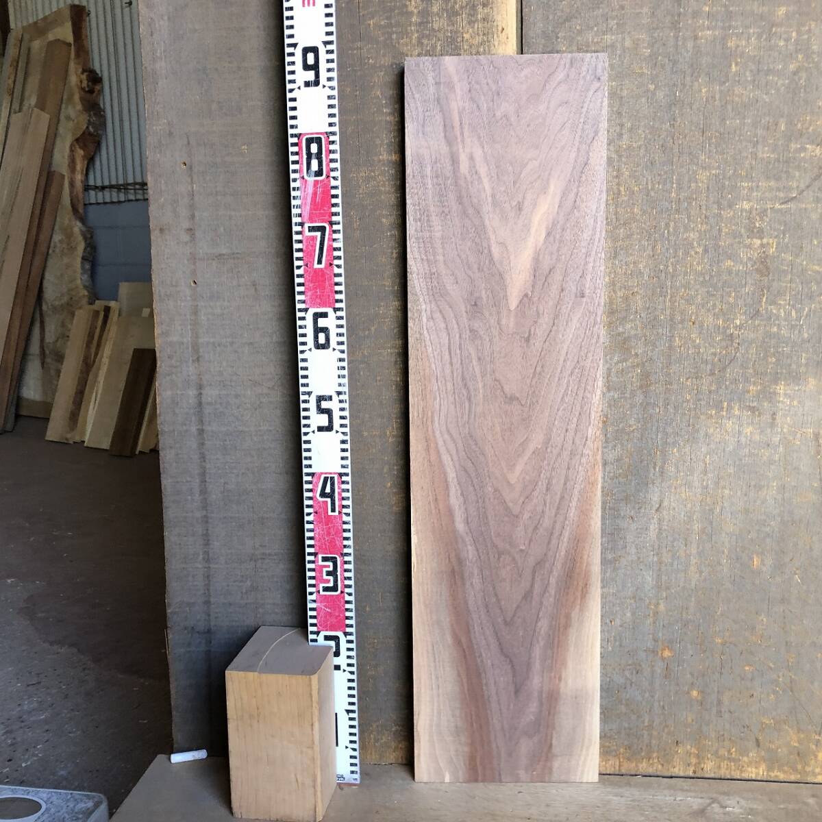 送料無料！【U266C】ウォルナット 885×230～233×15㎜ 乾燥材 極上杢 板材 木工 DIY 材木 天然木 無垢材《銘木すずめや》_画像6