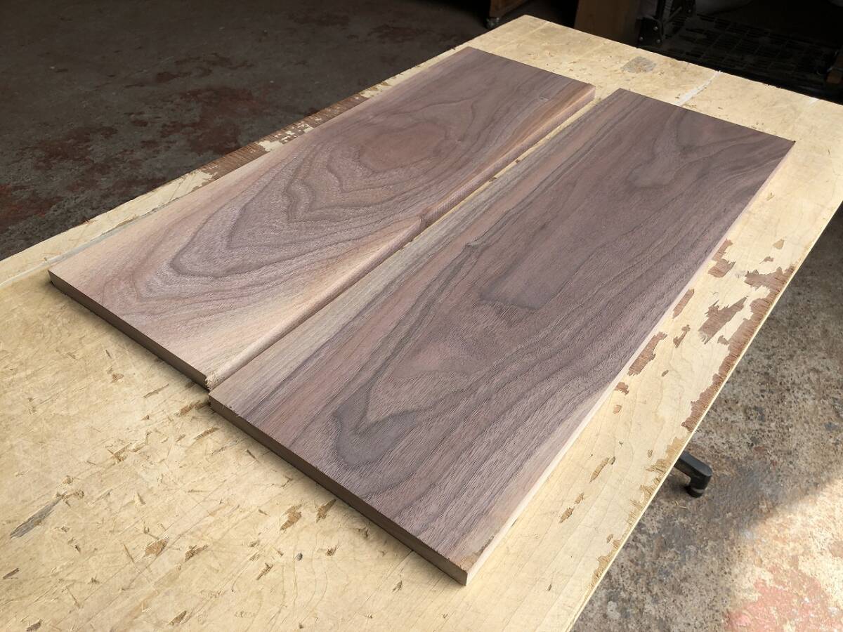 送料無料！【U204B】ウォルナット 652～680×198～223×17㎜ 2枚セット 乾燥材 木工 DIY 材木 天然木 無垢材《銘木すずめや》_画像3