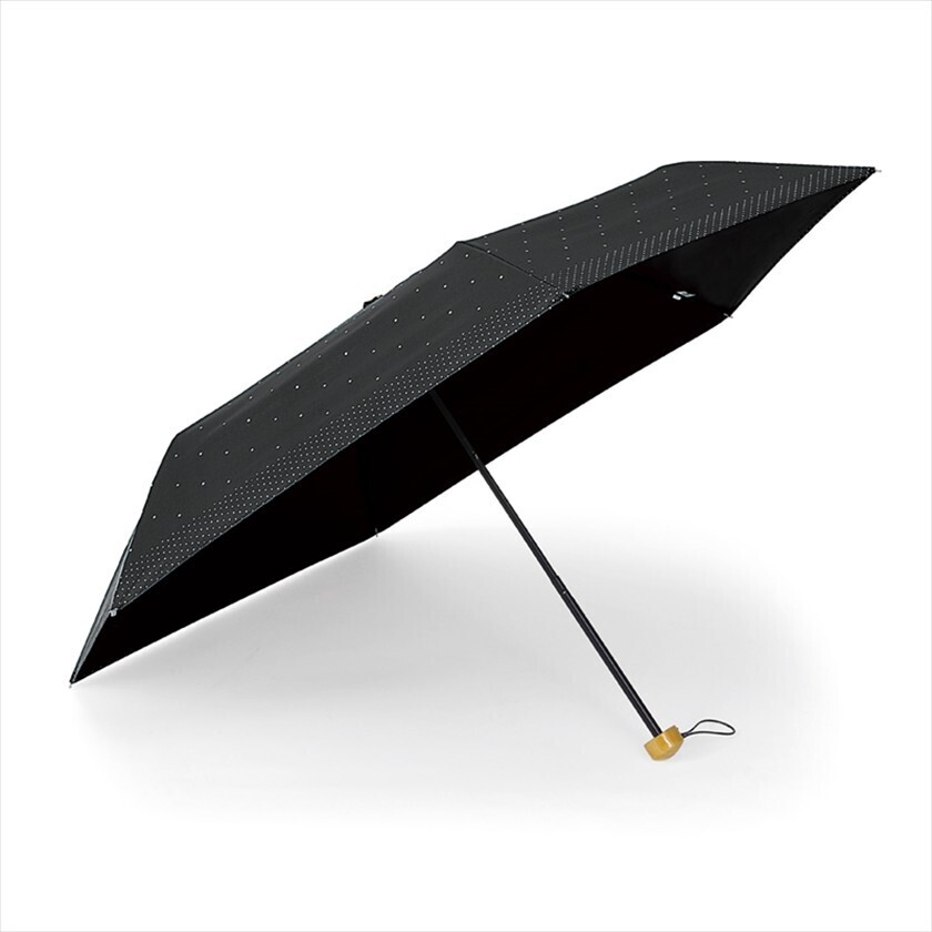 晴雨兼用折り畳み傘 ブラック 黒 ドット 資生堂 ワタシプラス オリジナル 日傘 雨傘 折りたたみ傘