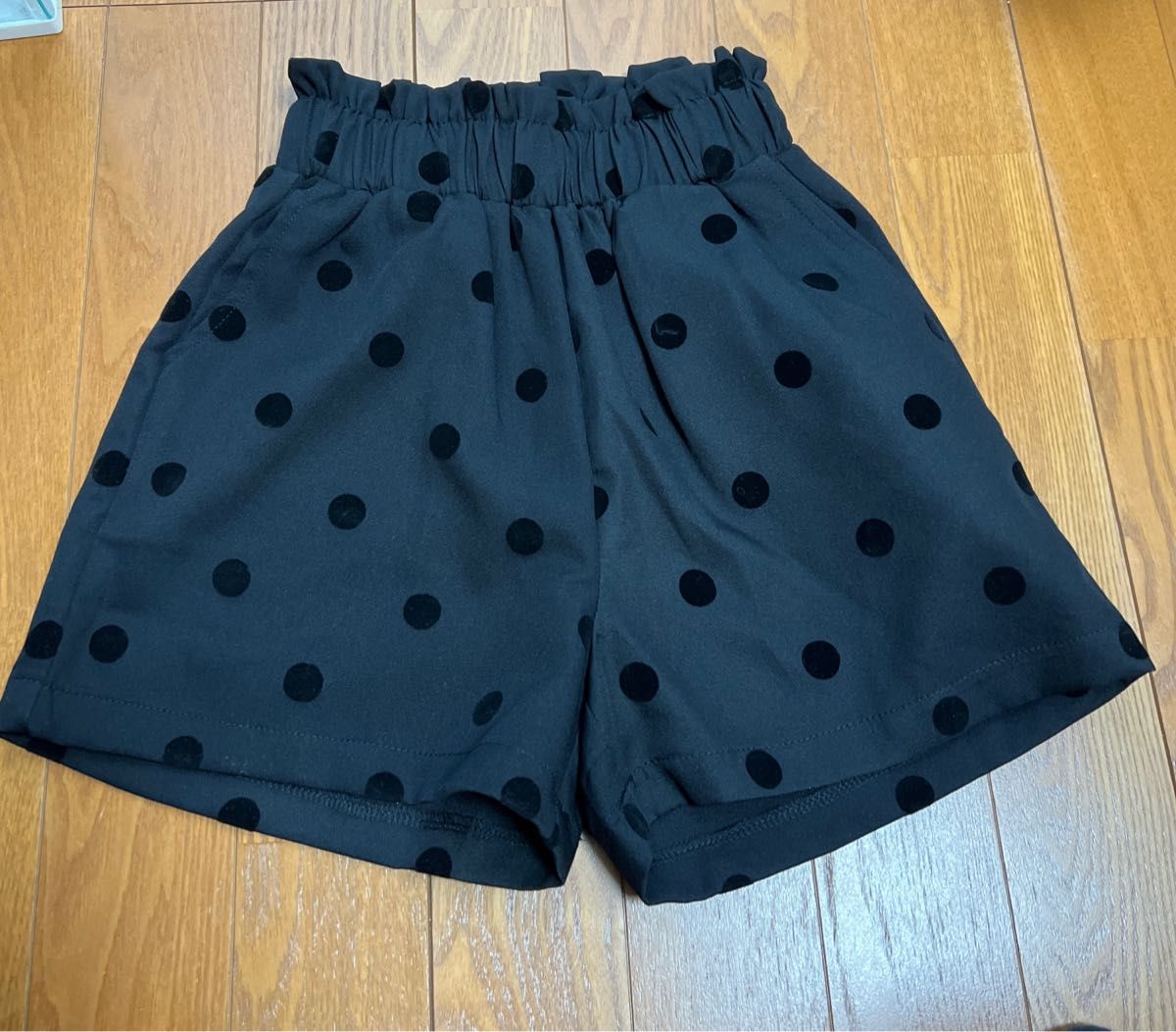 Laule’aハイウエストフロッキードットショートパンツ140cm