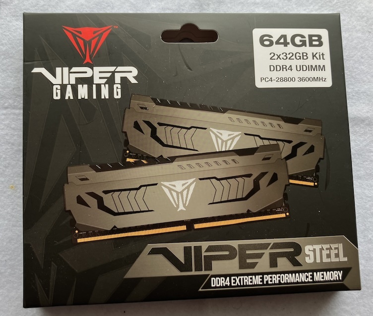 PATRIOT VIPER STEEL DDR4-28800 3600MHz 64GB ( 32GB x 2 ) PVS464G360C8K_画像1