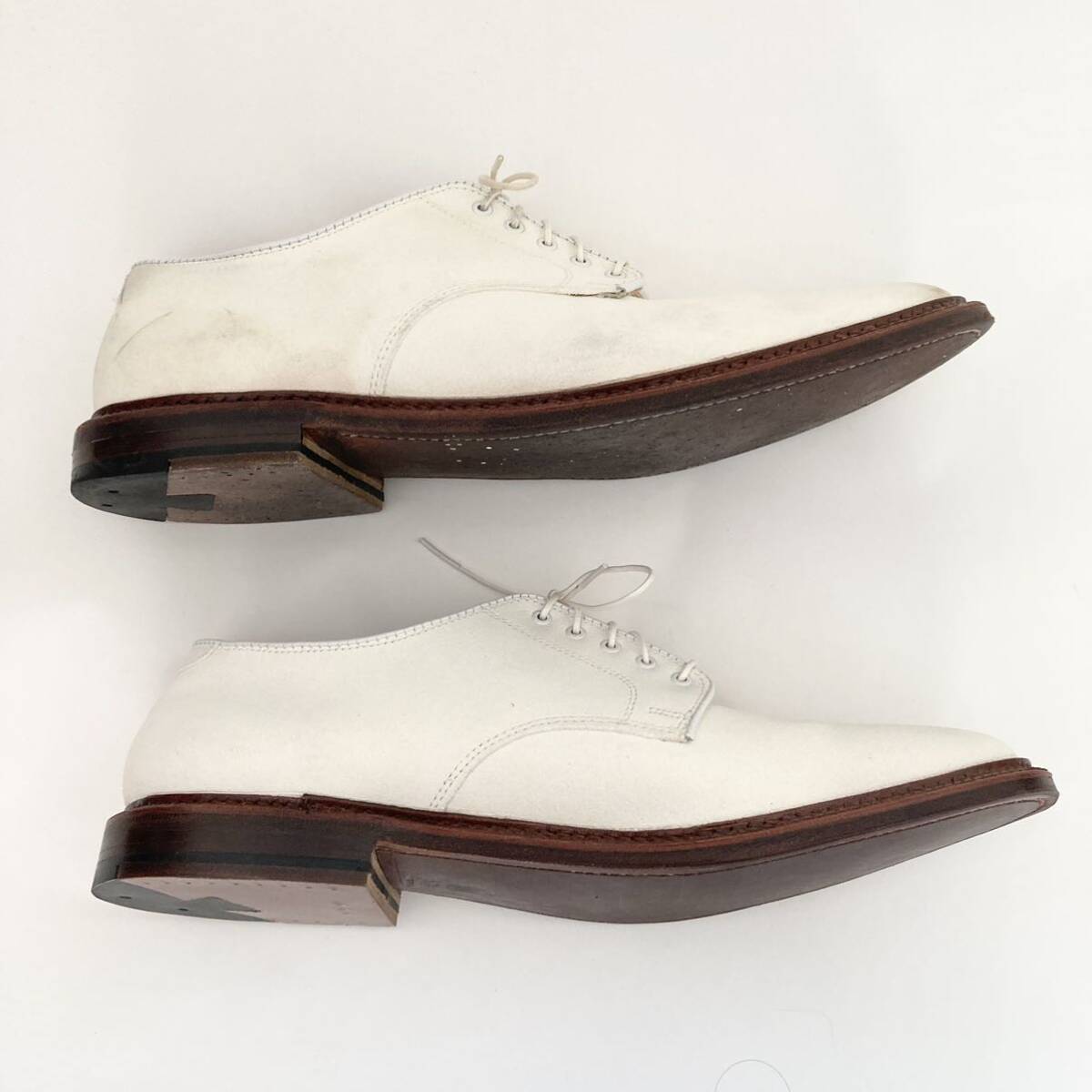  super-rare beautiful used *ALDEN / J.CREW* collaboration 4060 White Alden J Crew suede leather dress shoes white US11 leather shoes 29cm