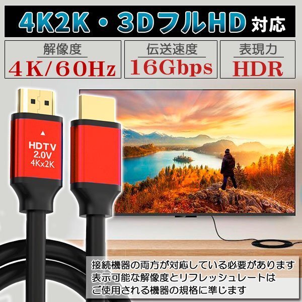 ★HDMIケーブル ver 2.0 1.5m 規格 AVケーブル ARC 4K 2k 2160P フルHD 1080p 3D_画像2