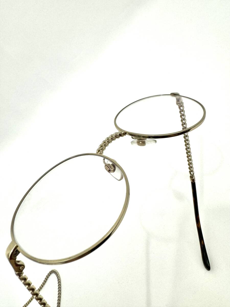 6E1211【本物保証】シャネル メガネ 眼鏡 丸型 べっ甲 カラー ゴールド ココマーク チェーン ストラップ ネックレス CHANEL_画像8