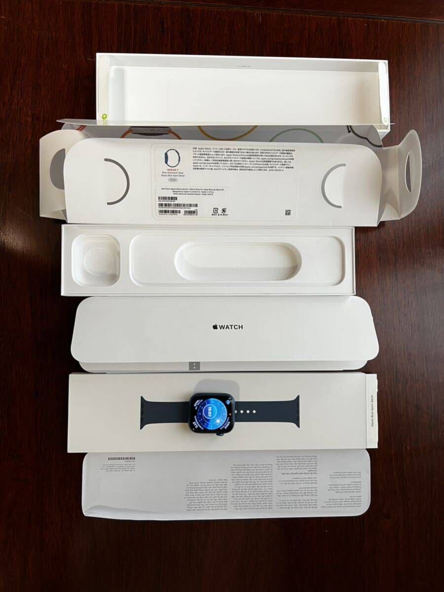 Apple Watch Series 7 GPS Cellularモデル 45mm　MKJT3J/A　ブルーアルミニウムケースとアビスブルースポーツバンド_画像7