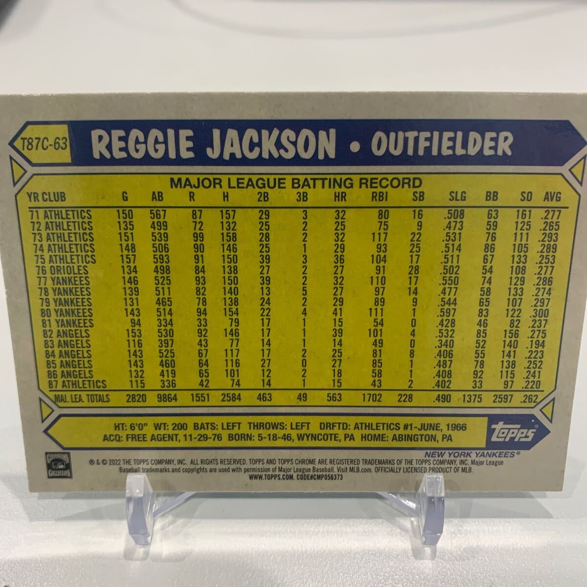 【美品】 Topps 野球カード MLB REGGIE JACKSON2022_画像2