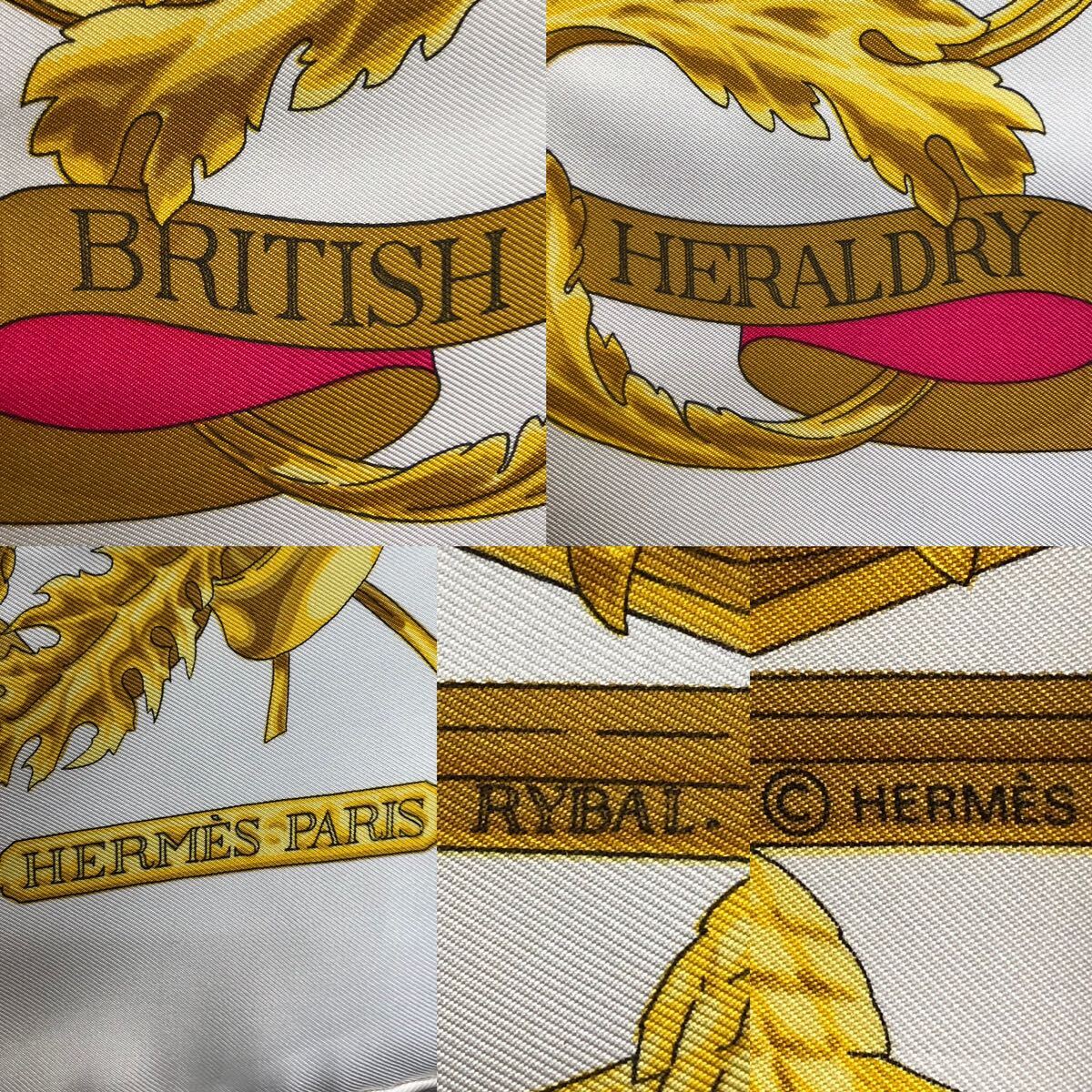 HERMES エルメス スカーフ BRITISH HERALDRY 英国紋章　シルク カレ90 P1534_画像7