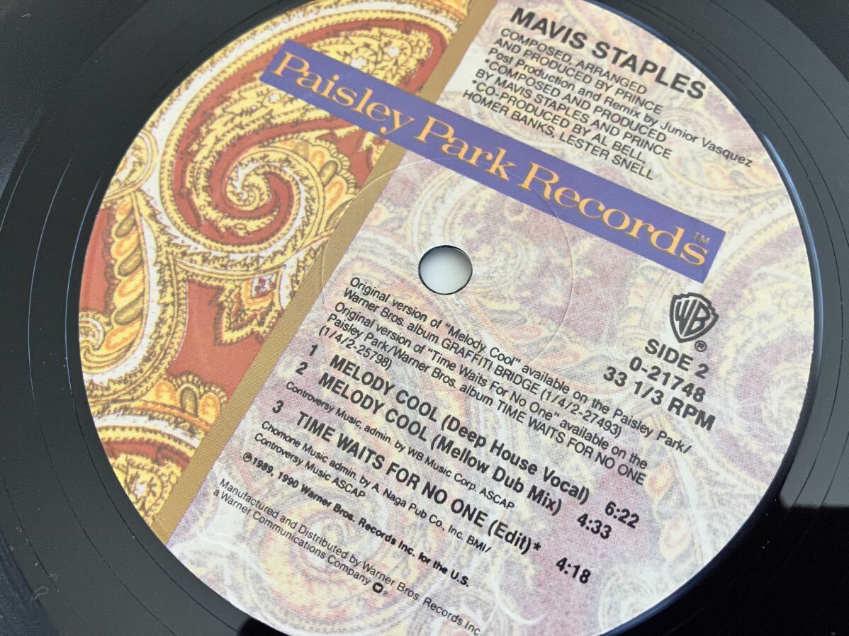 【良好US盤/PRINCE】Mavis Staples / Melody Cool 5Track 12inch PAISLEY PARK 9-21748-0 90年盤,メイヴィス・ステイプルズ,プリンス楽曲_画像6
