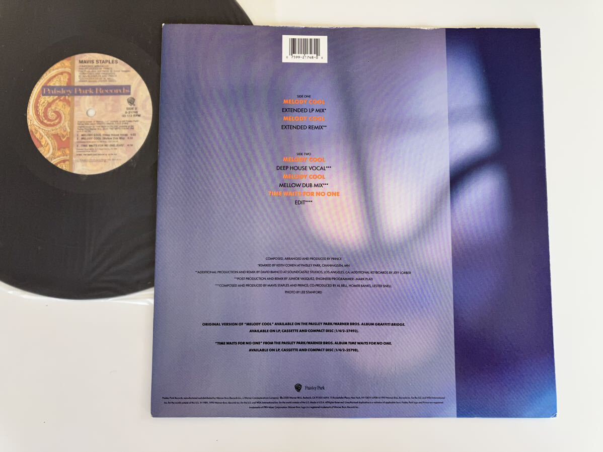 【良好US盤/PRINCE】Mavis Staples / Melody Cool 5Track 12inch PAISLEY PARK 9-21748-0 90年盤,メイヴィス・ステイプルズ,プリンス楽曲_画像2