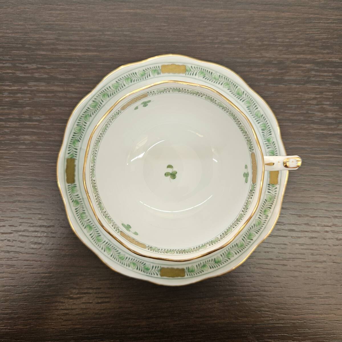 H#6156　美品☆　ヘレンド　Herend　インドの花　グリーン　ティーカップ　ソーサー　洋食器　珈琲　紅茶　ブランド食器_画像8