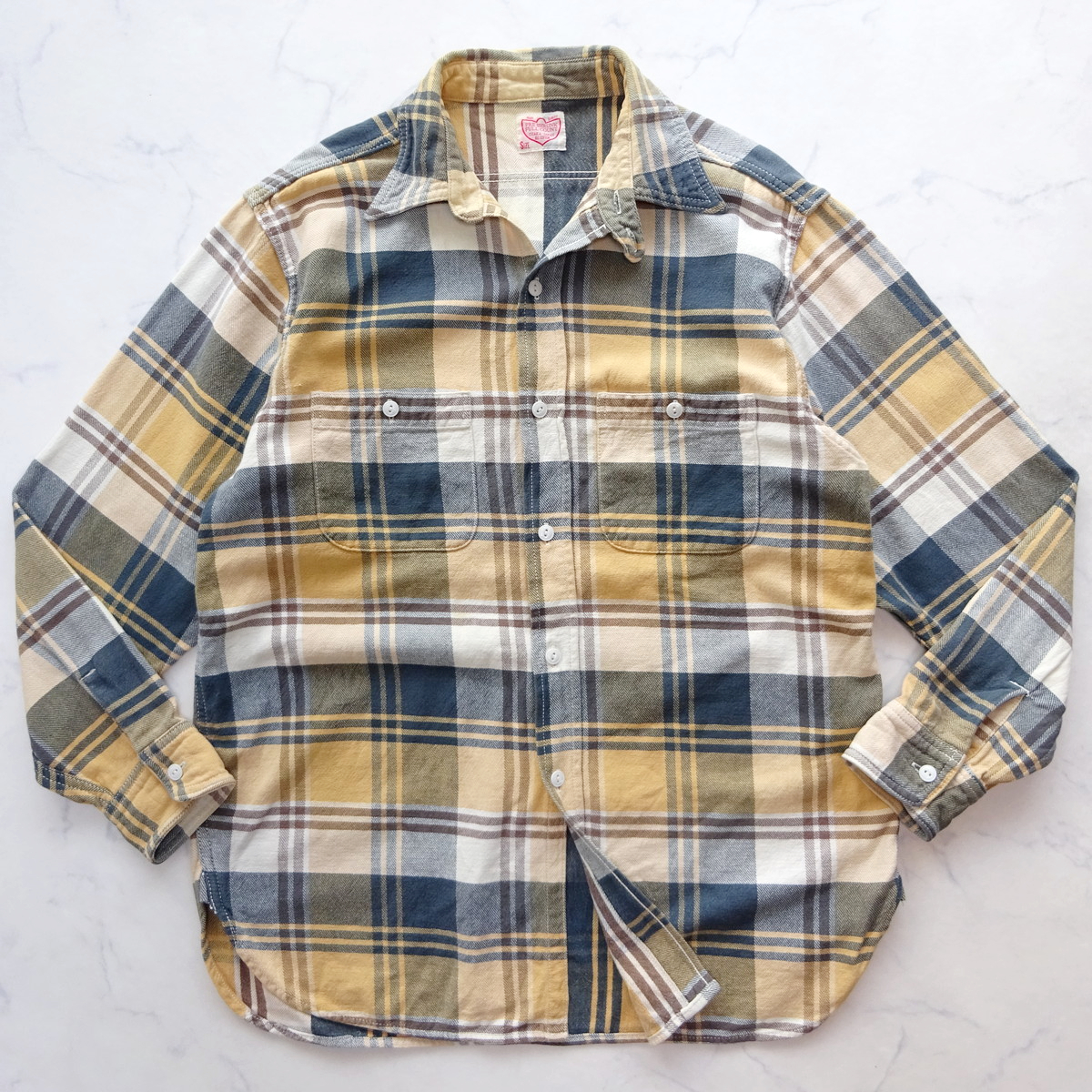 FULL COUNT flannel shirt フルカウントフランネルシャツ チェック size 40 ワークシャツの画像1