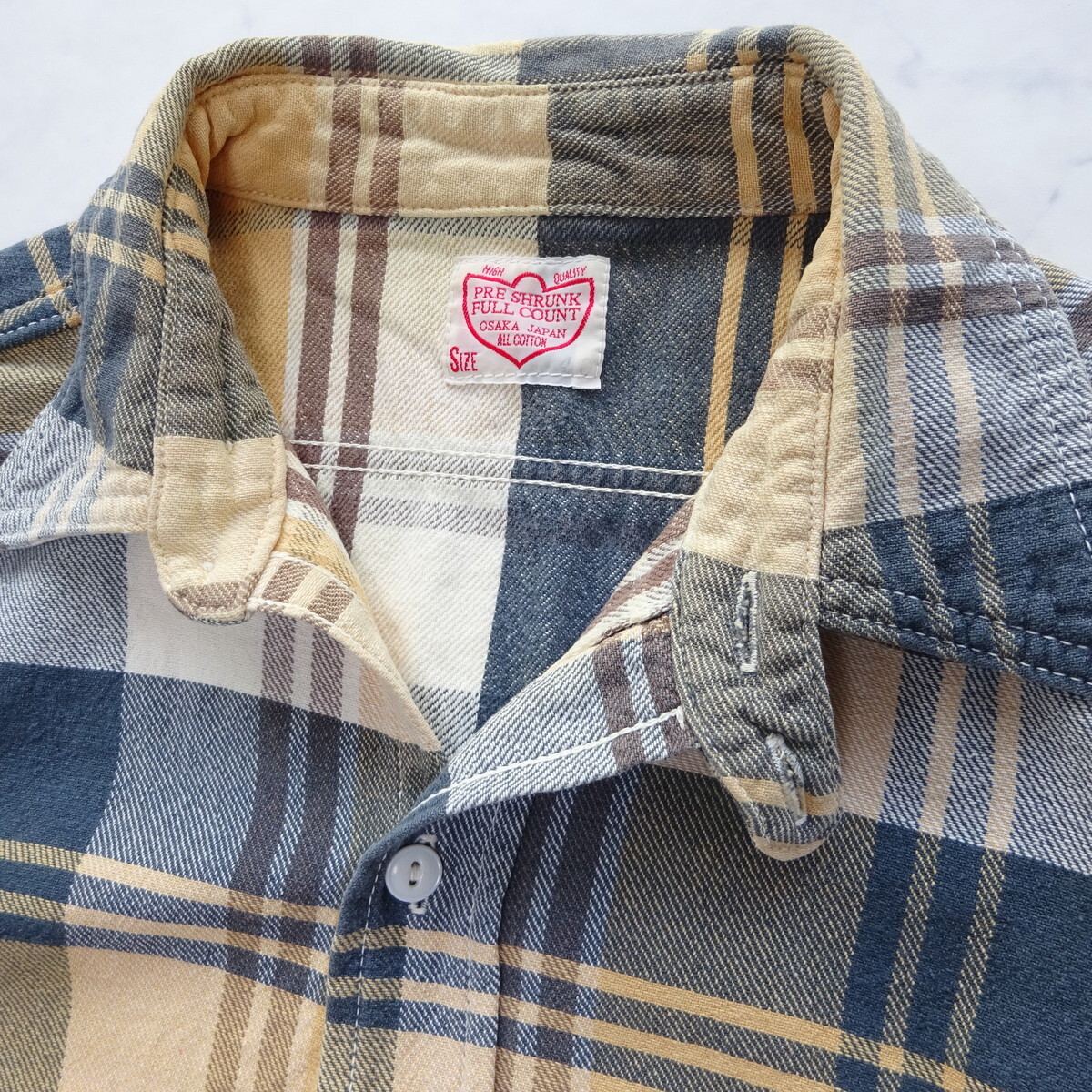 FULL COUNT flannel shirt フルカウントフランネルシャツ チェック size 40 ワークシャツの画像2