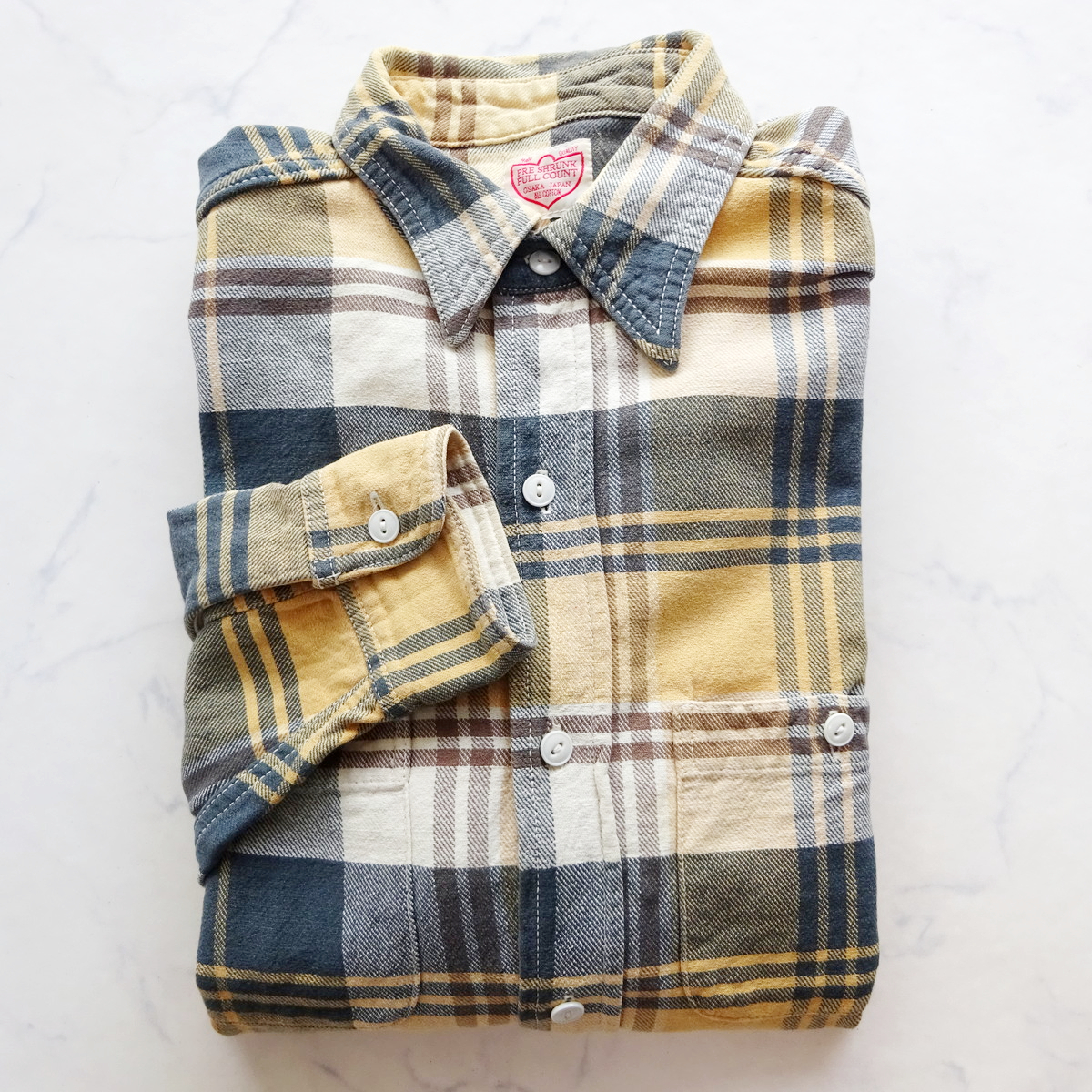 FULL COUNT flannel shirt フルカウントフランネルシャツ チェック size 40 ワークシャツの画像9