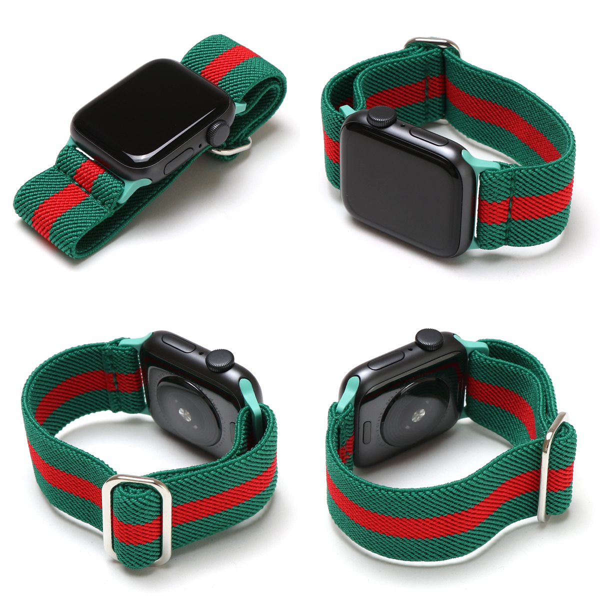 アップルウォッチ AppleWatch 38mm 40mm 41mm グリーン レッド ベルト ストライプ ソロループ グッチボーダー GUCCIカラー フリーサイズ_画像3