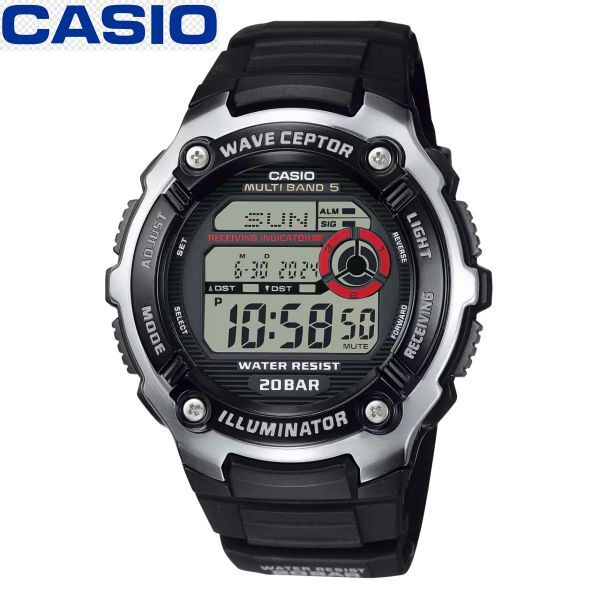 カシオ CASIO 電波 腕時計 防水 WV200R ブラック デジタル シンプル 電波時計 マリンスポーツ メンズ 男性 キッズ 子供 中学生 高校生_画像1