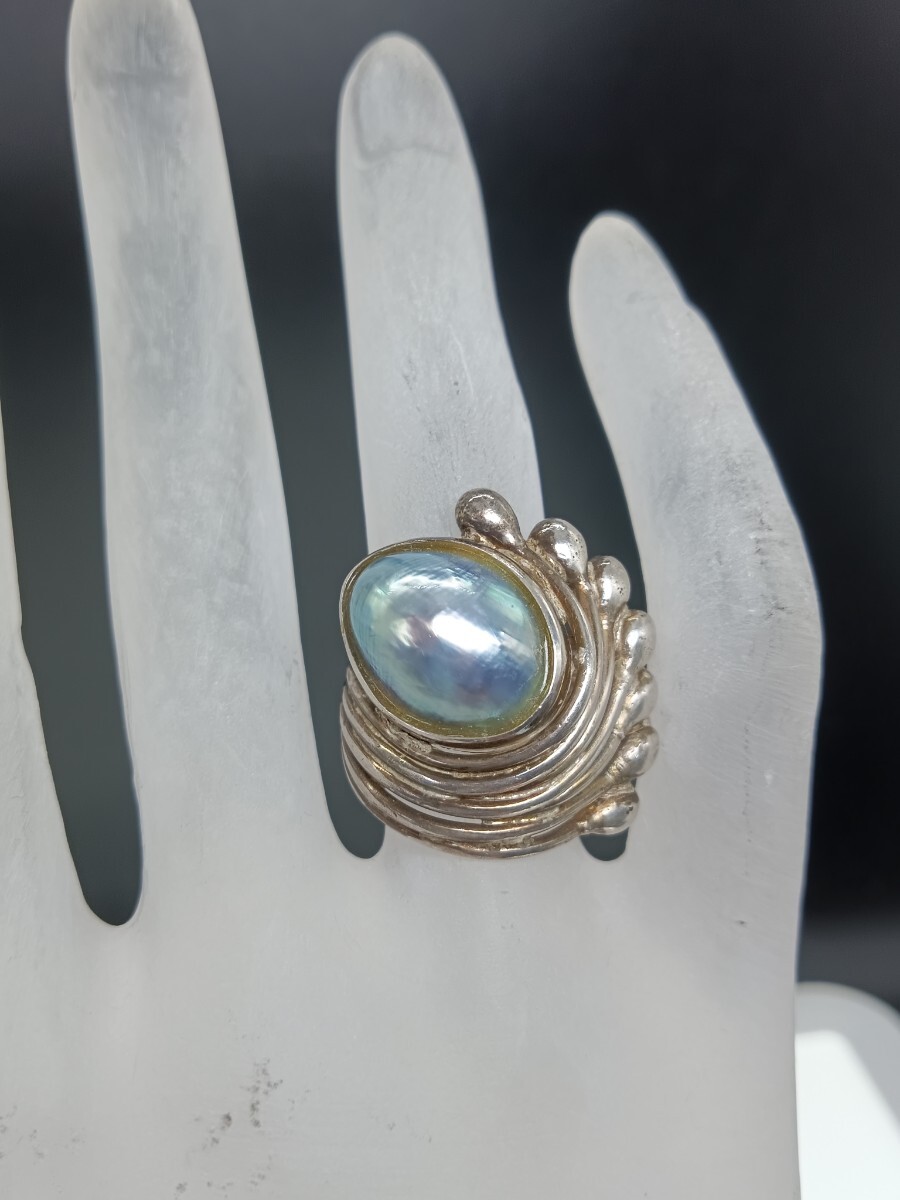 ヴィンテージ バロックパールデザイン シルバーリング 指輪 SILVER 真珠の画像8