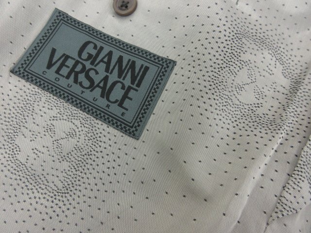a- kai vu unused goods [ Gianni Versace kchu-ru] silk . lining mete.-sa double 4B suit ( men's ) 54R light gray #27RMS8620