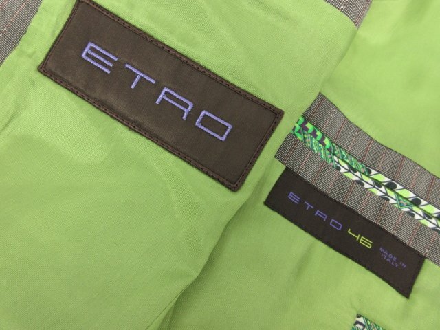 超美品 【エトロ ETRO】 シルク混 2ボタン スーツ (メンズ) size46 グレー系 ストライプ柄 イタリア製 141-1A968-1107 ■27HR3586_画像8